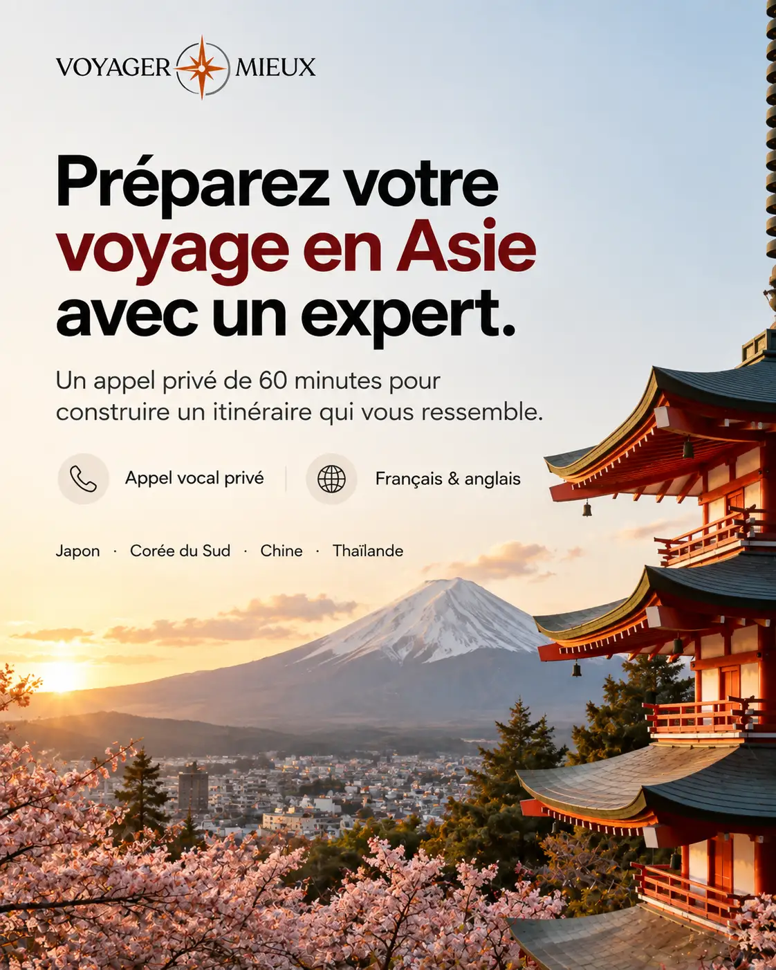 Consultation itinéraire Asie de 60 minutes avec un expert Voyager Mieux